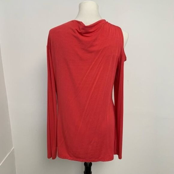 Oblique Creations red Cutout shoulder Stretch long sleeve stretch Shirt top Sz 4 - Picture 2 of 11